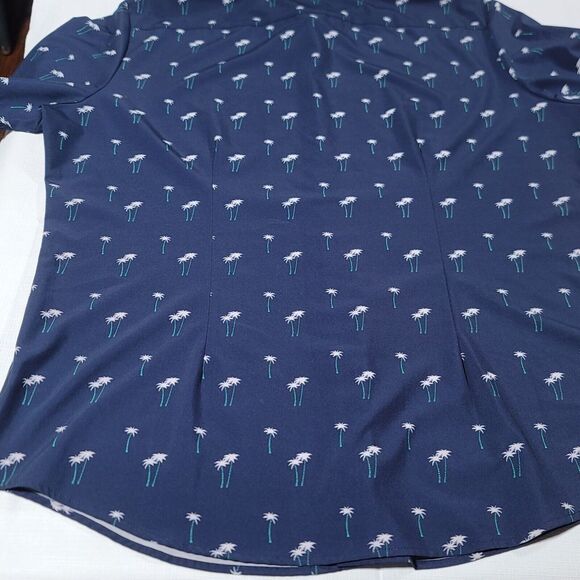 Mizzen Main Mens Leeward XL Trim Fit Blue Palm Tree AOP  Performance - Picture 5 of 12